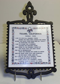 Tulare CA Poem on Trivet